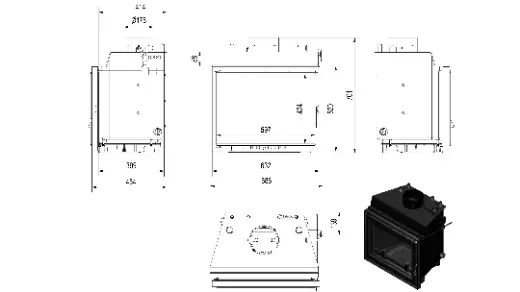 Чугунная топка Kratki Eryk PW 10 W DECO с водяным контуром — фото 2