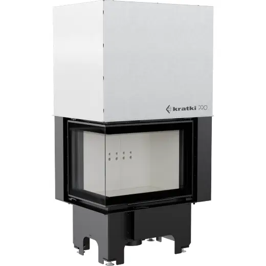Стальная топка Kratki VNL 610/430 BS G(угловая, стекло слева, с подъёмом)
